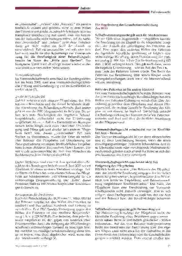 Vorschauseite 2: Die Grundsatzentscheidung des Bundesgerichtshofs im Fall des Komapatienten Peter K. (Traunsteiner Fall) bringt Rechtssicherheit