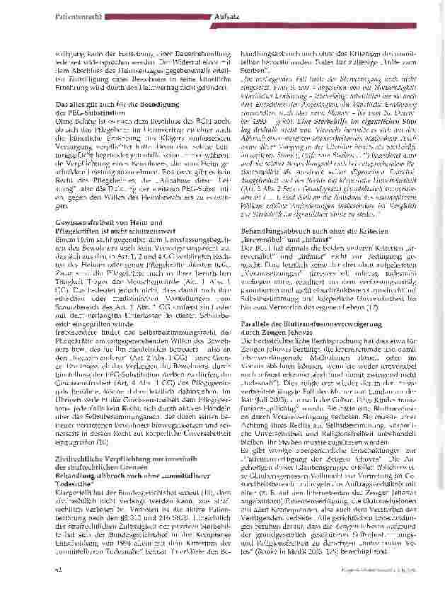 Vorschauseite 3: Die Grundsatzentscheidung des Bundesgerichtshofs im Fall des Komapatienten Peter K. (Traunsteiner Fall) bringt Rechtssicherheit