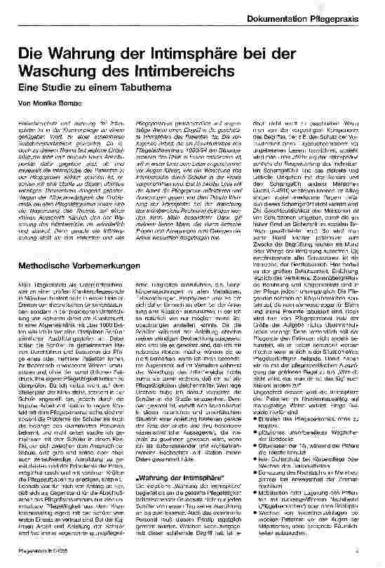 Vorschauseite 1: Die Wahrung der Intimsphäre bei der Waschung des Intimbereichs Eine Studie zu einem Tabuthema