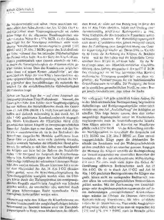 Vorschauseite 2: Die Bundesrepublik Deutschland haftet nicht für die Krankenhausbehandlungskosten eines mittellosen NotfallpatientenBGH, Urteil vom 10. Februar 2005 - III ZR 330/04