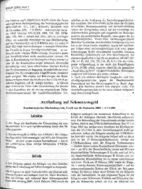 Vorschauseite 4: Die Bundesrepublik Deutschland haftet nicht für die Krankenhausbehandlungskosten eines mittellosen NotfallpatientenBGH, Urteil vom 10. Februar 2005 - III ZR 330/04