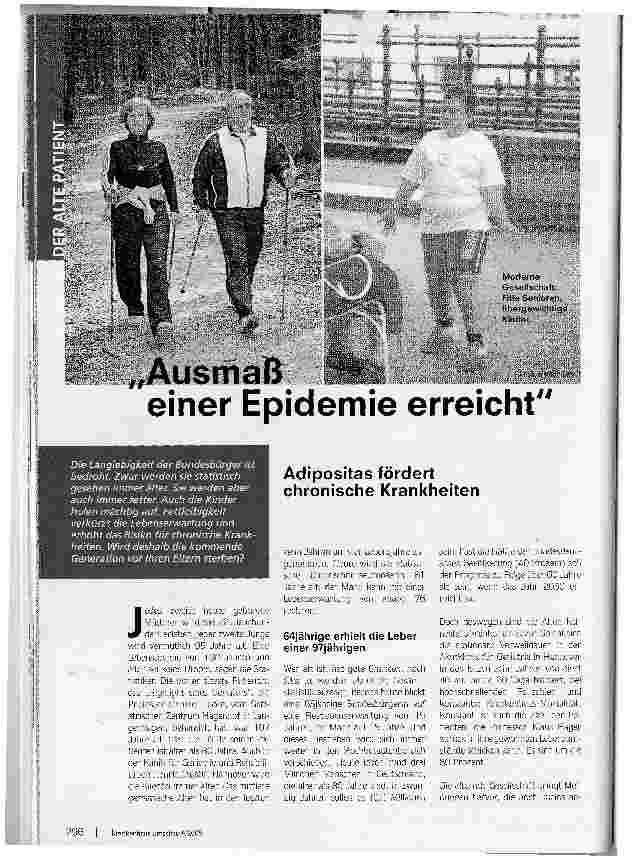 Vorschauseite 1: Ausmaß einer Epidemie erreichtAdipositas fördert chronische Krankheiten