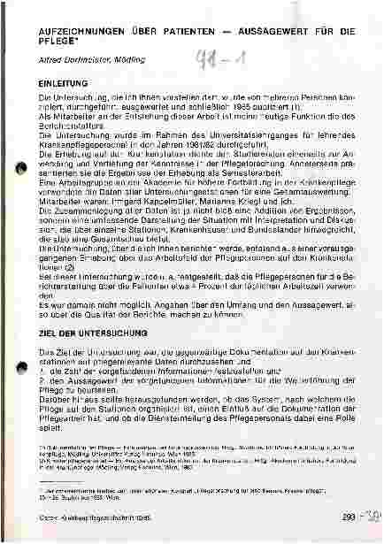 Vorschauseite 1: Aufzeichnungen über Patienten - Aussagewert für die Pflege