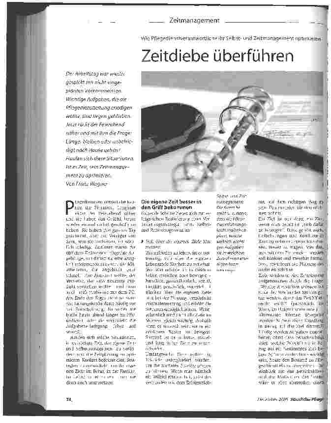 Vorschauseite 1: Wie Pflegedienstverantwortliche ihr Selbstund Zeitmanagement optimieren Zeitdiebe überführen