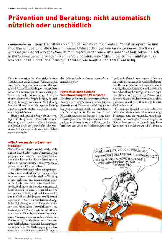 Vorschauseite 1: Prävention und Beratung: nicht automatisch nützlich oder unschädlich