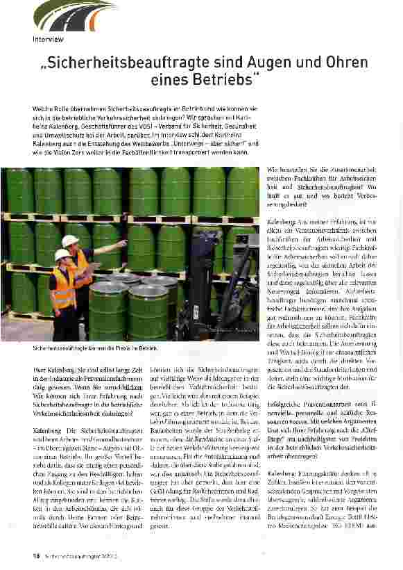 Vorschauseite 1: Sicherheitsbeauftragte sind Augen und Ohren eines Betriebs