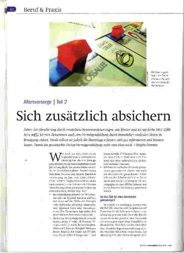 Vorschauseite 1: Altersvorsorge Teil 2 Sich zusätzlich absichern