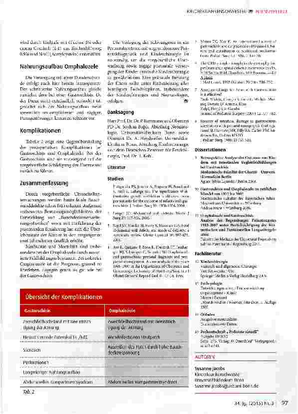 Vorschauseite 6: Bauchwanddefekte: Gastroschisis und Omphalozele