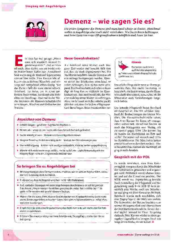 Vorschauseite 1: Demenz - wie sagen Sie es?