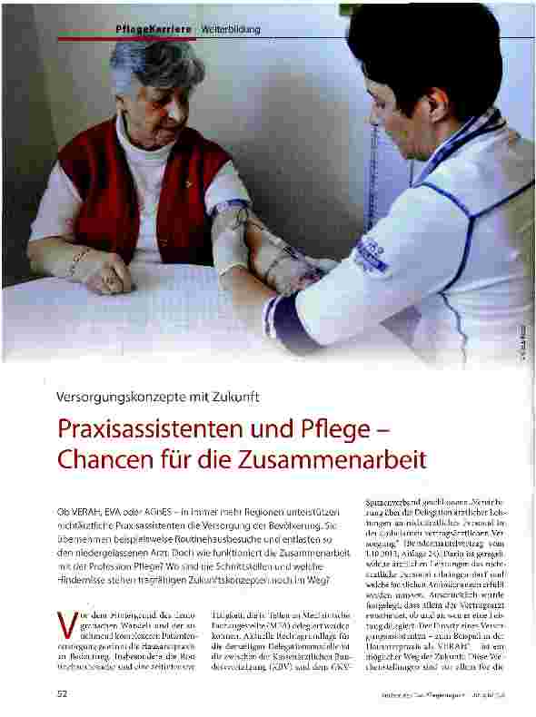 Vorschauseite 1: Versorgungskonzepte mit Zukunft Praxisassistenten und Pflege -Chancen für die Zusammenarbeit