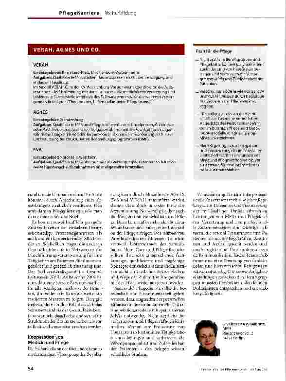 Vorschauseite 3: Versorgungskonzepte mit Zukunft Praxisassistenten und Pflege -Chancen für die Zusammenarbeit