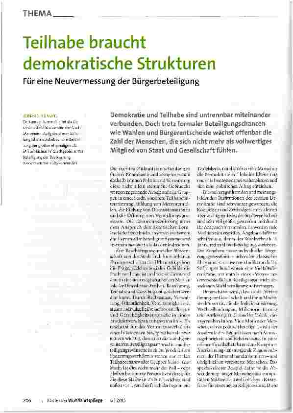 Vorschauseite 1: Teilhabe braucht demokratische Strukturen