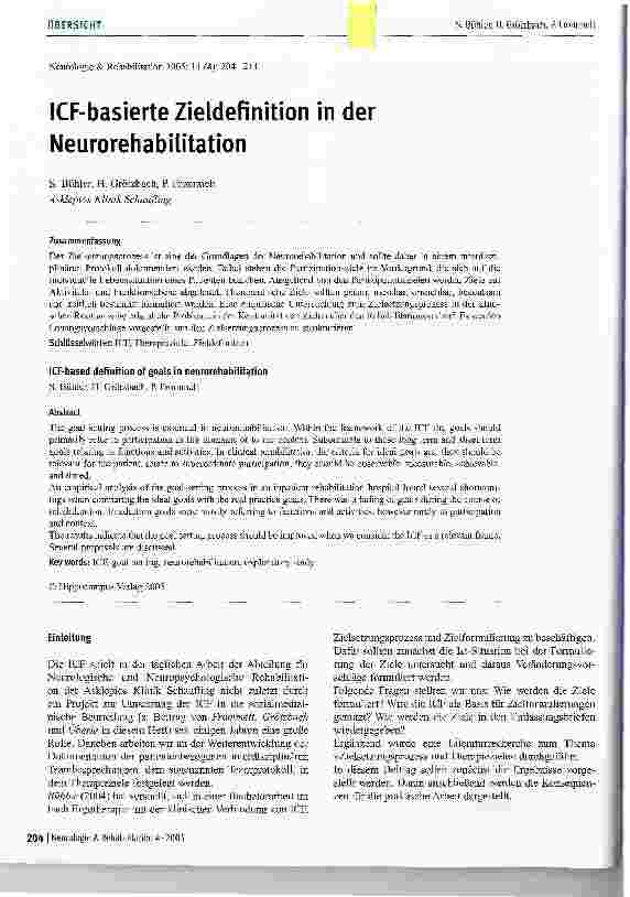 Vorschauseite 1: ICF-basierte Zieldefinition in der Neurorehabilitation
