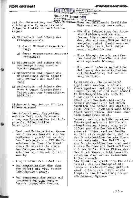 Vorschauseite 2: Umgang mit Zytostatika