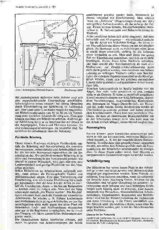 Vorschauseite 3: Die Tätigkeit am Bildschirm aus arbeitsmedizinischer Sicht
