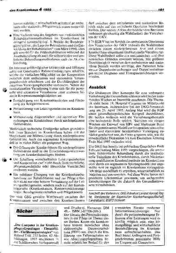 Vorschauseite 3: Rahmenbedingungen und Zielvorstellungen einer besseren Verzahnung von ambulanter und stationärer Versorgung.