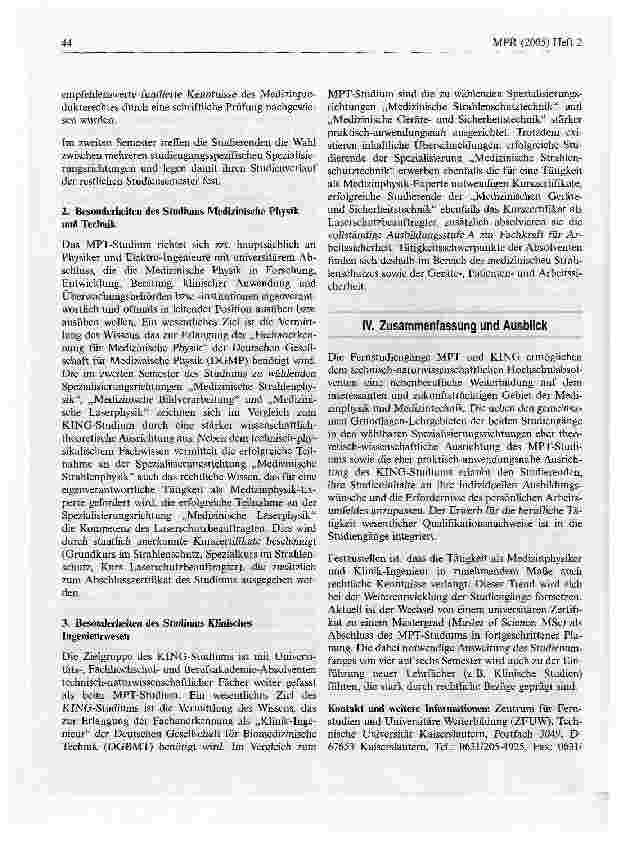 Vorschauseite 3: Medizinische Physik und Technik sowie Klinisches Ingenieurwesen- Vorstellung der Studiengänge