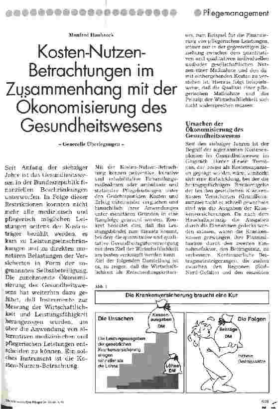 Vorschauseite 1: Kosten-Nutzen-Betrachtungen im Zusammenhang mit der Ökonomisierung des Gesundheitswesens Generelle Überlegungen