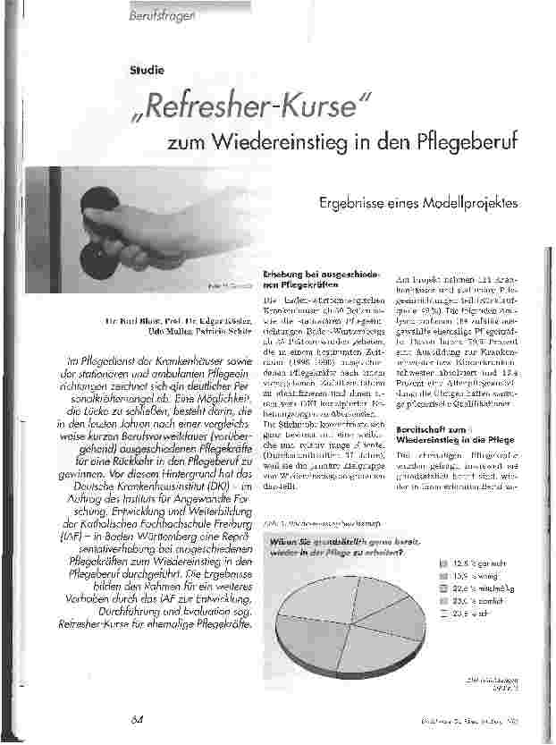 Vorschauseite 1: Refresher-Kurse zum Wiedereinstieg in den PflegeberufErgebnisse eines Modellprojektes
