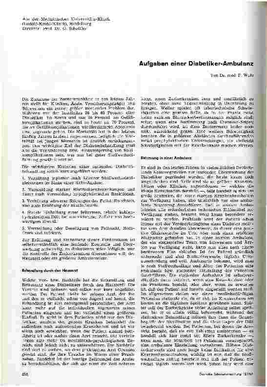 Vorschauseite 1: Aufgaben einer Diabetiker-Ambulanz