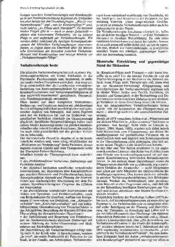 Vorschauseite 2: Krankenpflege und Verhaltenstherapie in Psychiatrie und Medizin