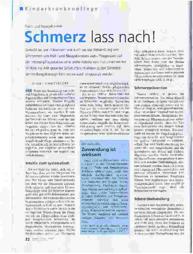 Vorschauseite 1: Frühund NeugeboreneSchmerz lass nach!
