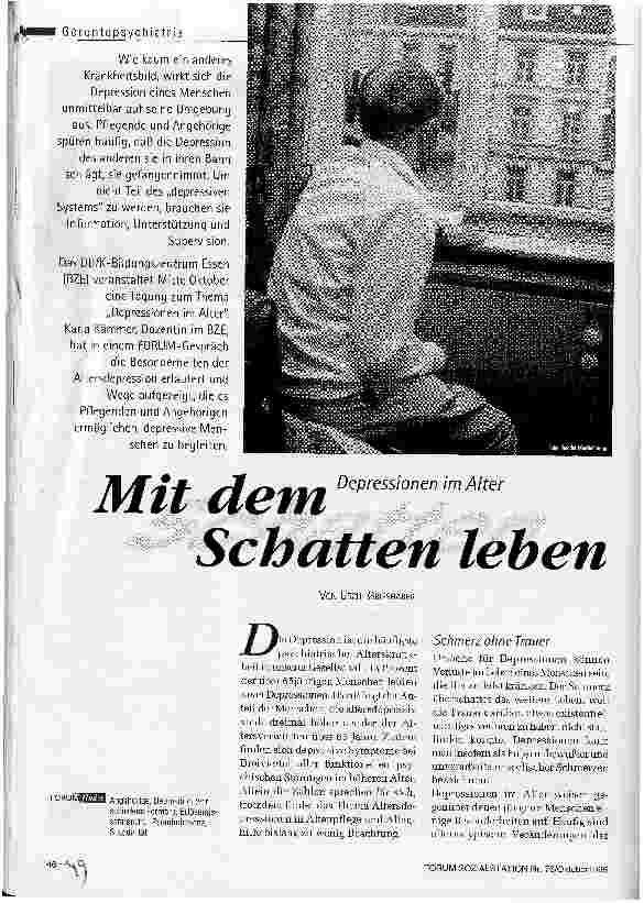 Vorschauseite 1: Mit dem Schatten leben Depressionen im Alter