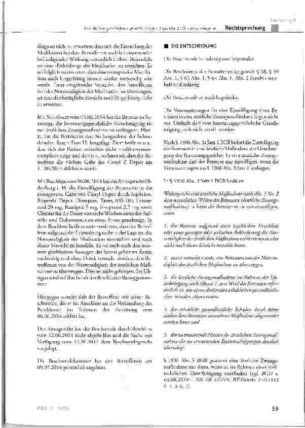 Vorschauseite 3: Ärztliche Zwangsmaßnahmen gemäß § 1906 Abs. 3 Satz 1 Nr. 2 BGB - Anforderungen an den erforderlichen Überzeugungsversuch