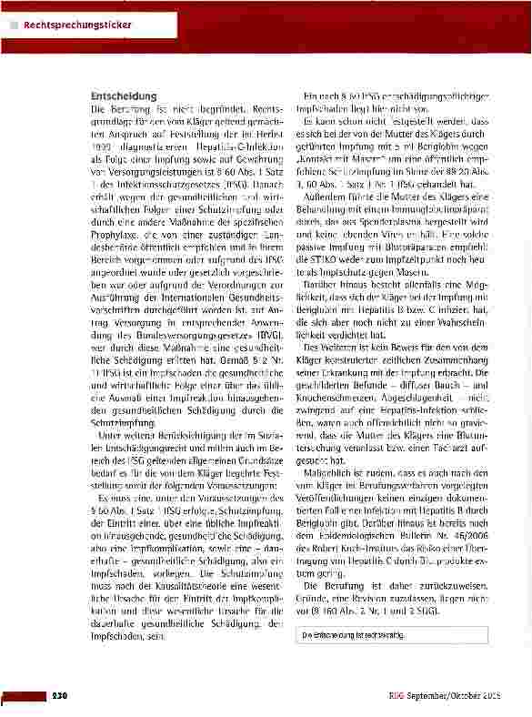 Vorschauseite 2: Geltendmachung eines Impfschadens LSG Baden-Württemberg vom 26.2.2015 (L 6 VJ 3262/12)