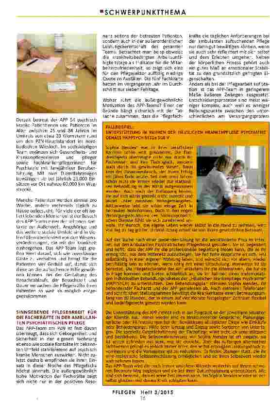 Vorschauseite 3: GROßE FREIRÄUME, ABER AUCH VIEL VERANTWORTUNG Ambulante Psychiatrische Pflege