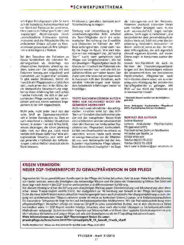 Vorschauseite 4: GROßE FREIRÄUME, ABER AUCH VIEL VERANTWORTUNG Ambulante Psychiatrische Pflege