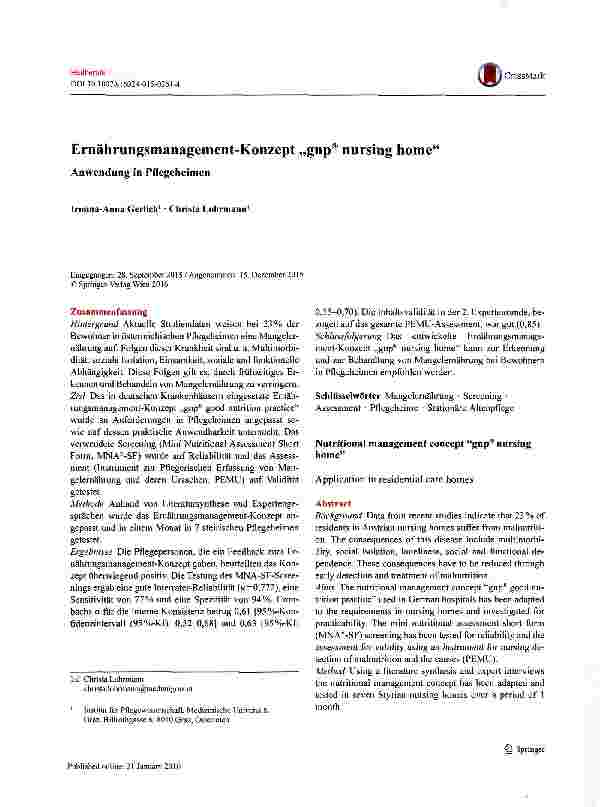 Vorschauseite 1: Ernährungsmanagement-Konzept „gnp® nursing home