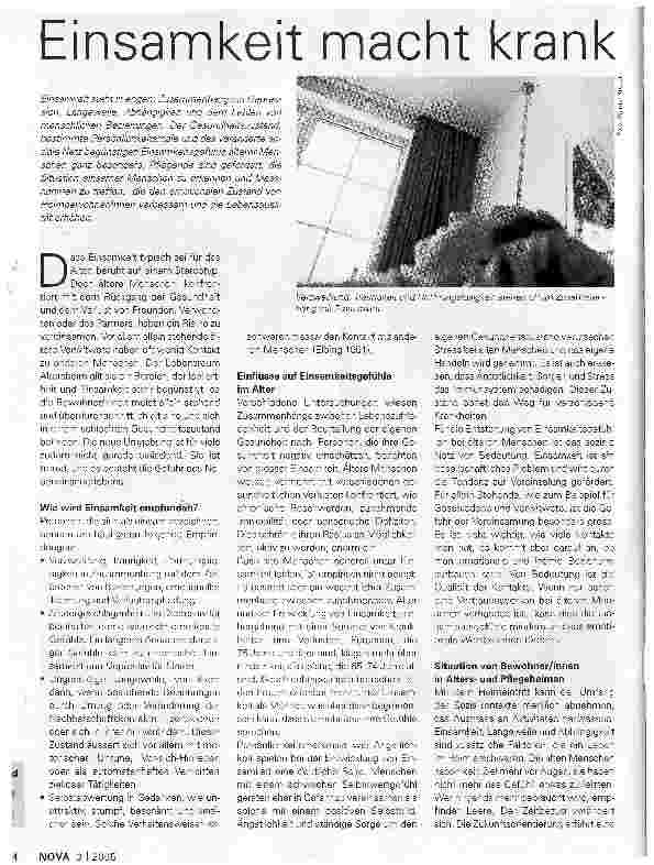 Vorschauseite 1: Einsamkeit macht krank