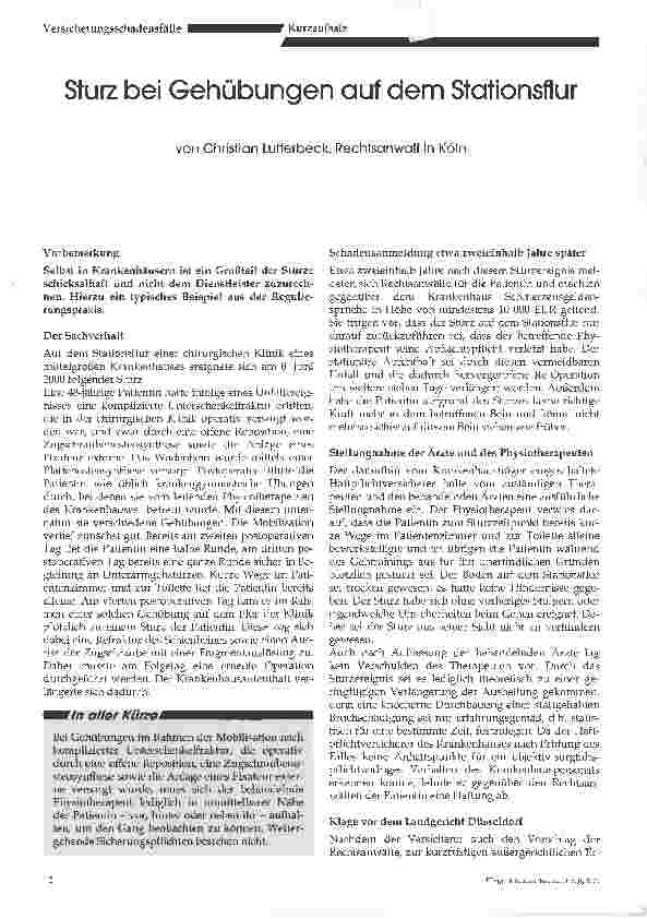 Vorschauseite 1: Sturz bei Gehübungen auf dem Stationsflur