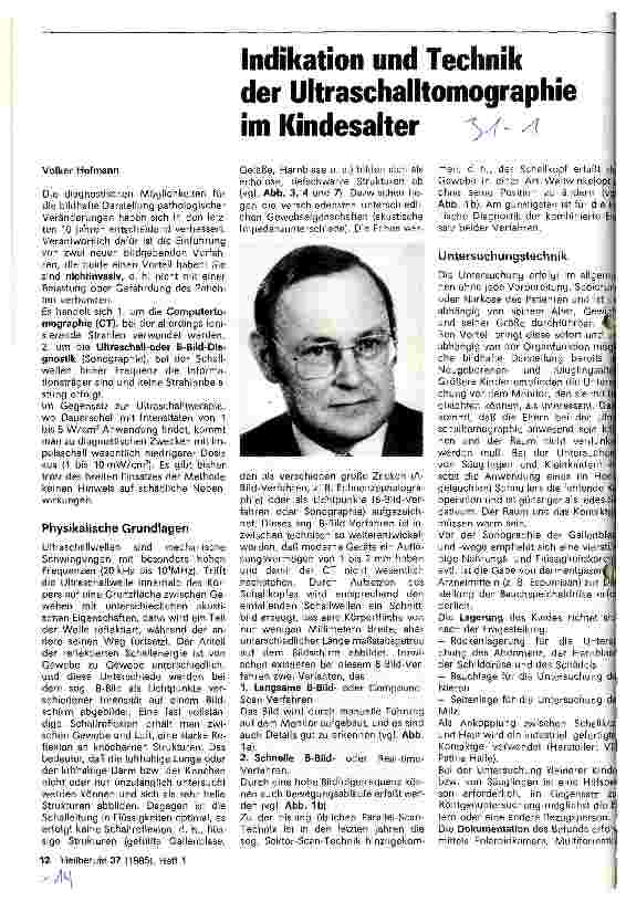 Vorschauseite 1: Indikation und Technik der Ultraschalltomographie im Kindesalter
