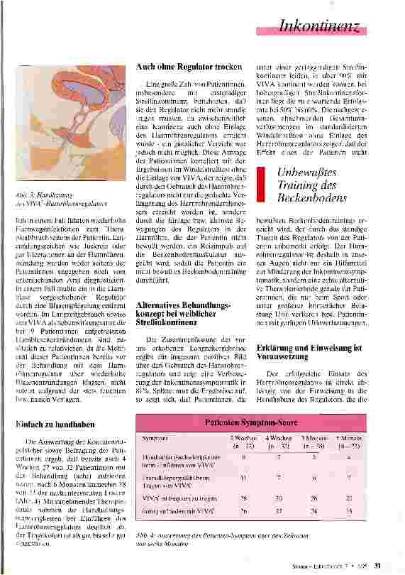 Vorschauseite 3: Der Harnröhrenregulator - eine Behandlungsmethode bei weiblicher Streßinkontinenz