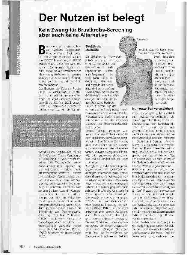 Vorschauseite 1: Der Nutzen ist belegtKein Zwang für Brustkrebs-Screening - aber auch keine Alternative
