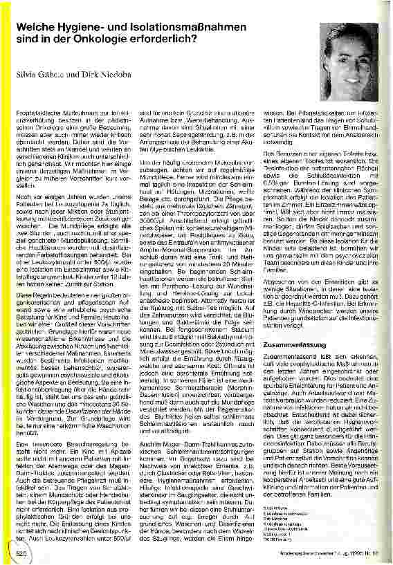 Vorschauseite 1: Welche Hygieneund Isolationsmaßnahmen sind in der Onkologie erforderlich?