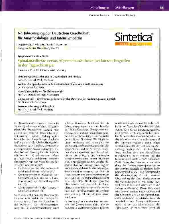 Vorschauseite 2: Die Rolle des Anästhesisten in der Lebertransplantationskonferenz