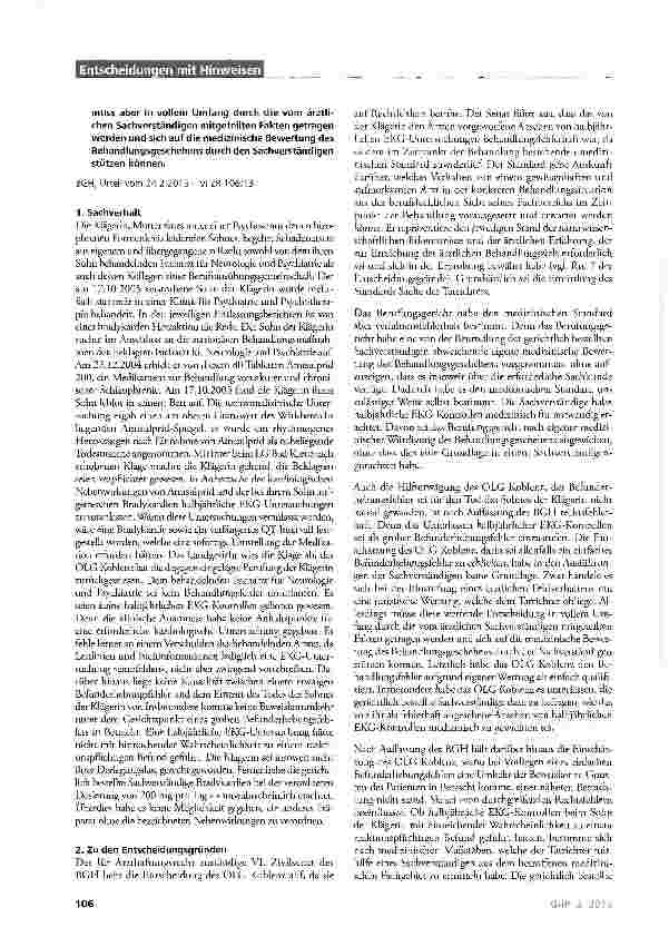 Vorschauseite 2: Notwendigkeit der Einholung eines medizinischen Sachverständigengutachtens zur Ermittlung des medizinischen Standards und zur Einstufung eines ärztlichen Fehlverhaltens als grob