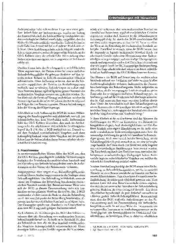 Vorschauseite 3: Notwendigkeit der Einholung eines medizinischen Sachverständigengutachtens zur Ermittlung des medizinischen Standards und zur Einstufung eines ärztlichen Fehlverhaltens als grob