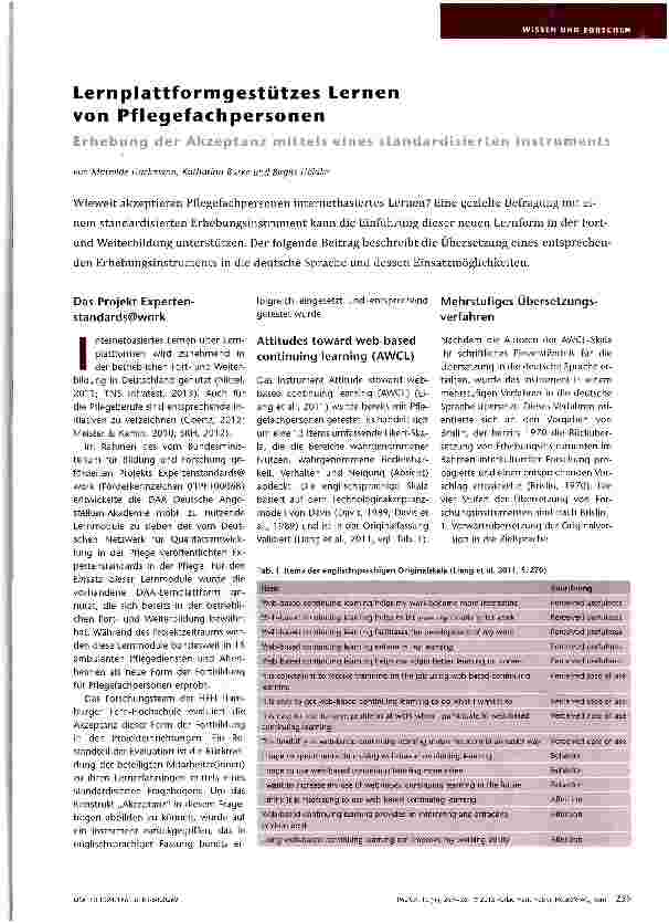 Vorschauseite 1: Lernplattformgestützes Lernen von Pflegefachpersonen