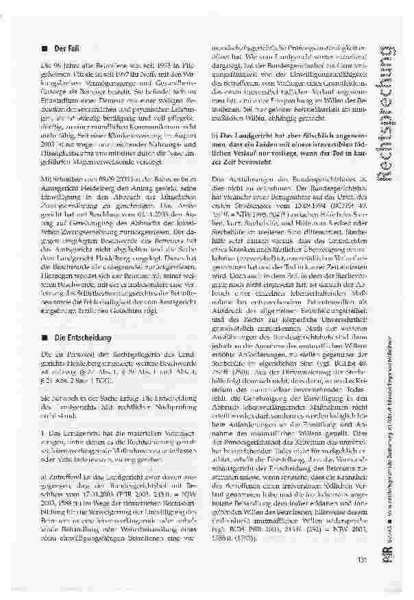 Vorschauseite 2: Vormundschaftsgerichtliche Zustimmung bei Abbruch lebensverlängernder Maßnahmen