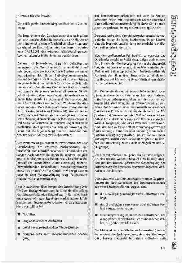 Vorschauseite 4: Vormundschaftsgerichtliche Zustimmung bei Abbruch lebensverlängernder Maßnahmen