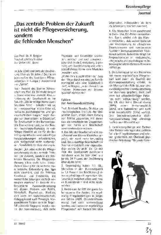 Vorschauseite 1: Das zentrale Problem der Zukunft ist nicht die Pflegeversicherung, sondern die fehlenden Menschen