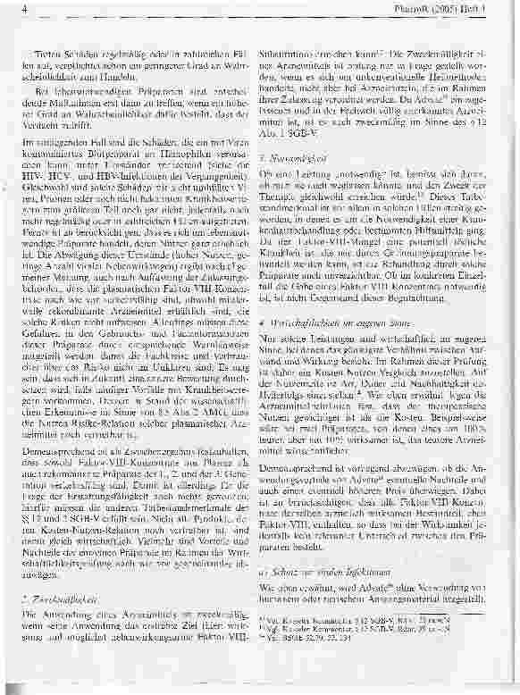 Vorschauseite 4: Erstattungsfähigkeit rekombinanter Faktor VIII-Präparate