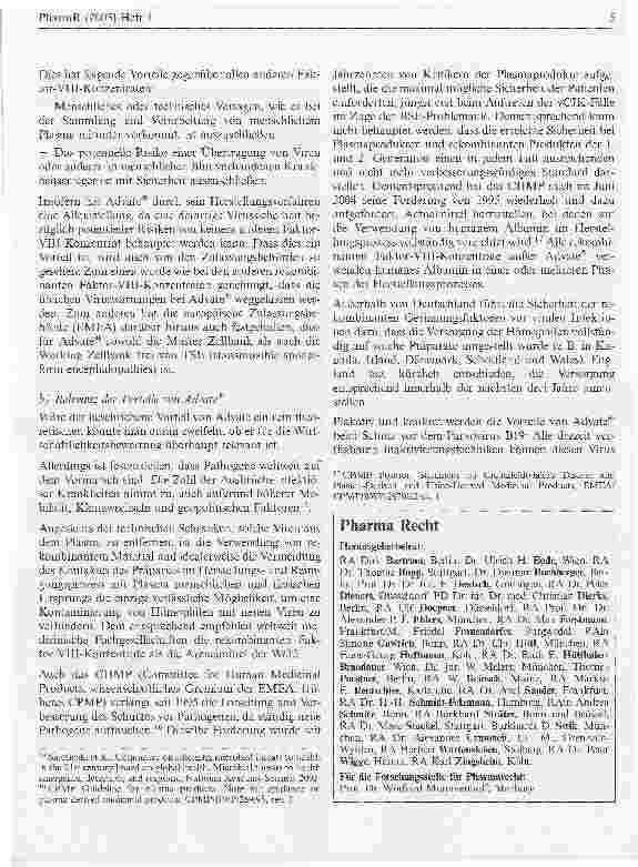 Vorschauseite 5: Erstattungsfähigkeit rekombinanter Faktor VIII-Präparate