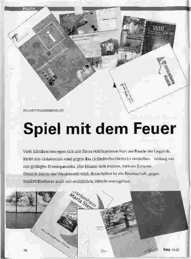 Vorschauseite 1: Spiel mit dem Feuer. HEILMITTELWERBERECHT