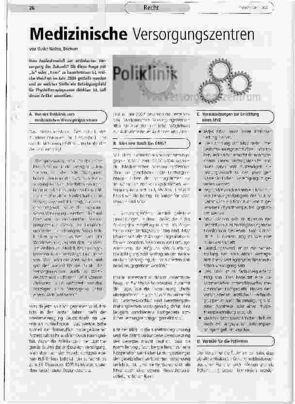 Vorschauseite 1: Medizinische Versorgungszentren