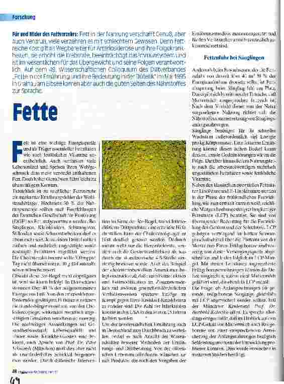 Vorschauseite 1: Fette Für und wider des Fettverzehrs